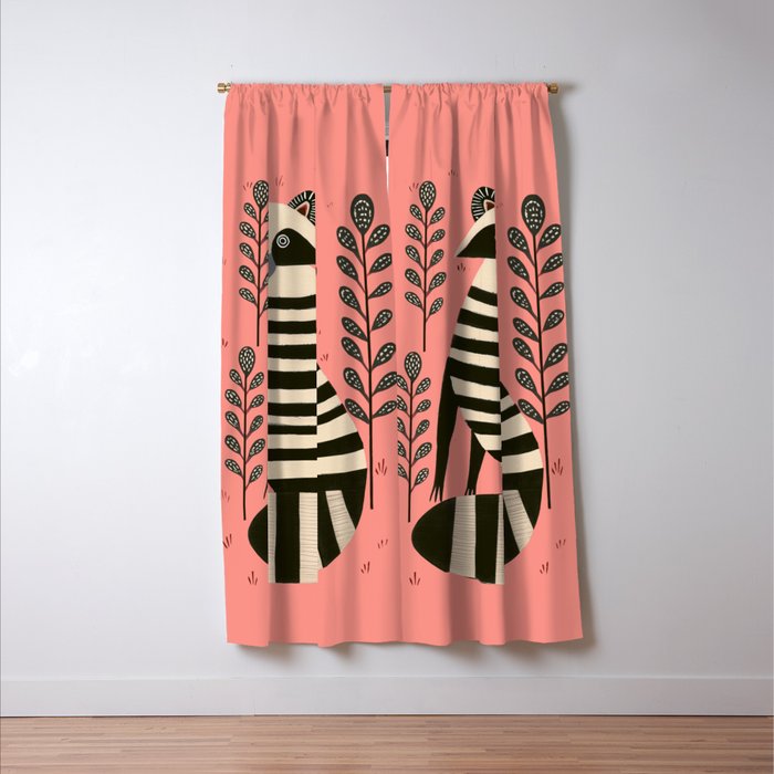 Pink Forest Raccoon Window Curtain Gallery Image 3
