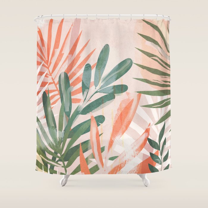 Tropical Leaves 4 Shower Curtain Gallery Image 1