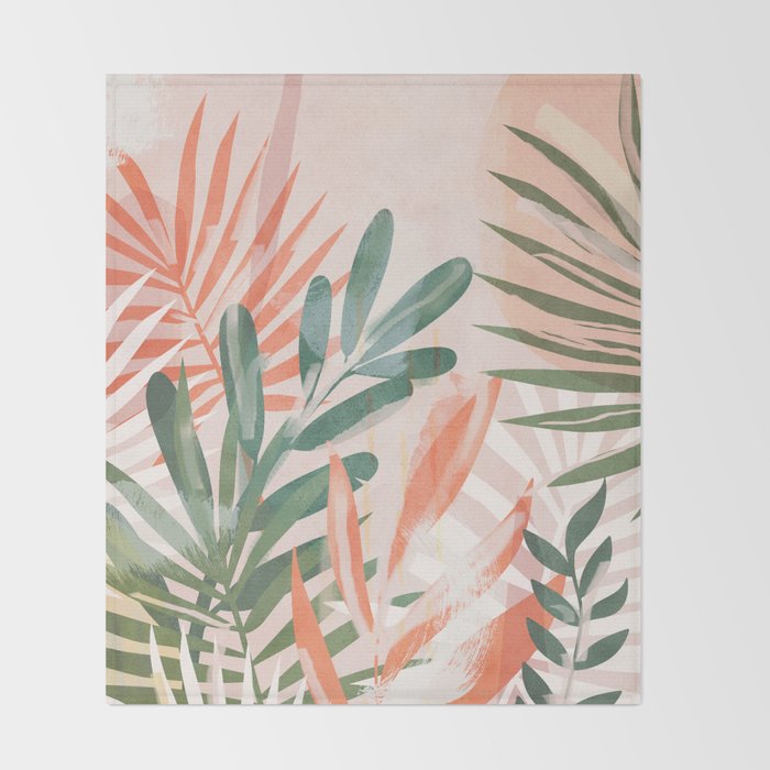 Tropical Leaves 4 Throw Blanket Gallery Image 2