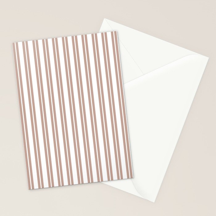 Classic Double Stripes Light Mocha Brown and White Vertical Stripe Pattern Stationery Card Gallery Image 2