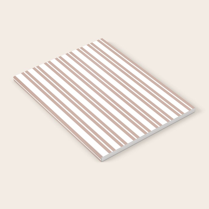Classic Double Stripes Light Mocha Brown and White Vertical Stripe Pattern Notebook Gallery Image 2