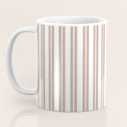 Classic Double Stripes Light Mocha Brown and White Vertical Stripe Pattern Coffee Mug Gallery Image 3