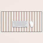 Classic Double Stripes Light Mocha Brown and White Vertical Stripe Pattern Desk Mat Gallery Image 1