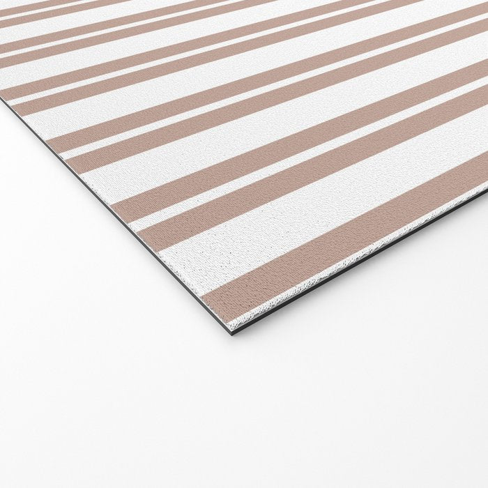Classic Double Stripes Light Mocha Brown and White Vertical Stripe Pattern Welcome Mat Gallery Image 2