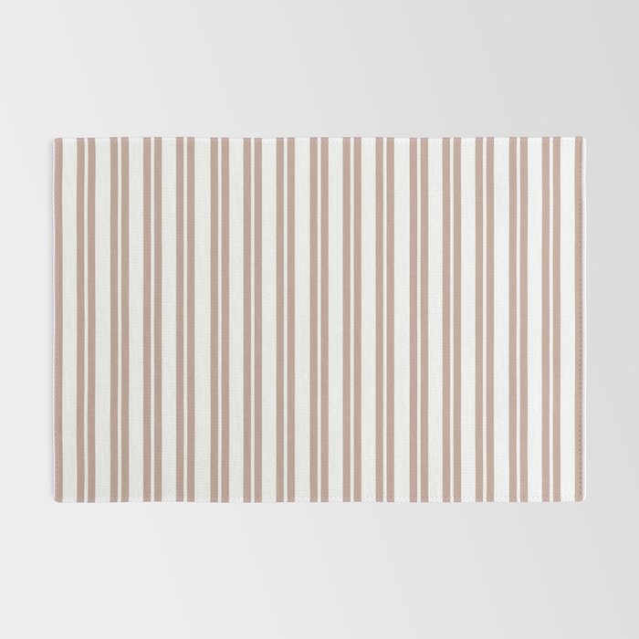 Classic Double Stripes Light Mocha Brown and White Vertical Stripe Pattern Rug Gallery Image 2