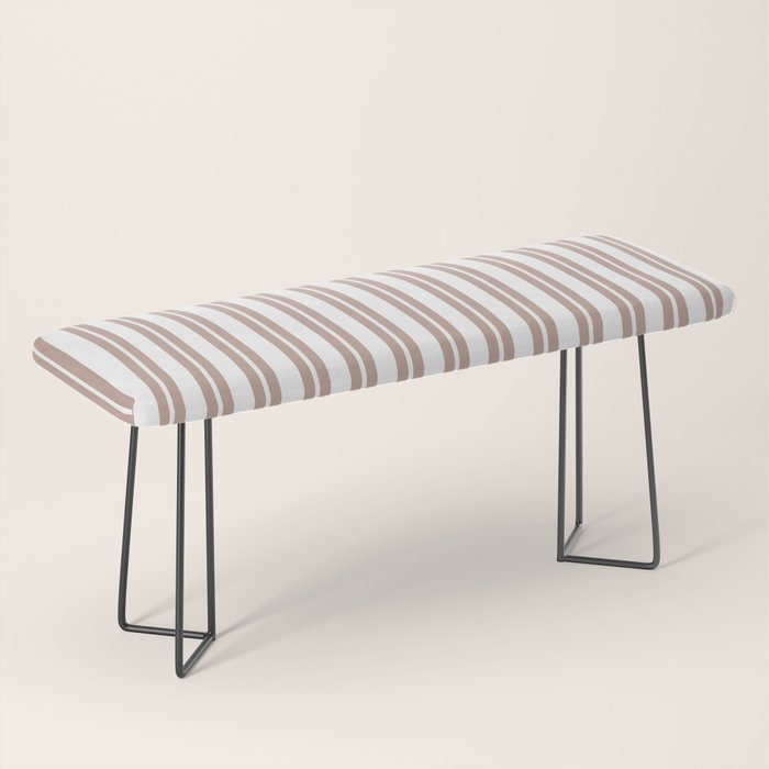 Classic Double Stripes Light Mocha Brown and White Vertical Stripe Pattern Bench Gallery Image 1