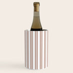 Classic Double Stripes Light Mocha Brown and White Vertical Stripe Pattern Wine Chiller Gallery Image 1