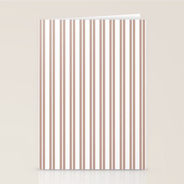 Classic Double Stripes Light Mocha Brown and White Vertical Stripe Pattern Stationery Card Gallery Image 1