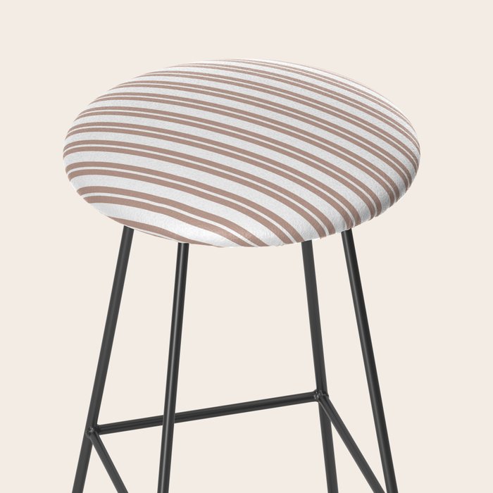 Classic Double Stripes Light Mocha Brown and White Vertical Stripe Pattern Stool Gallery Image 2