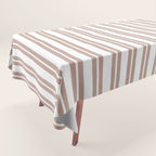 Classic Double Stripes Light Mocha Brown and White Vertical Stripe Pattern Tablecloth Gallery Image 1