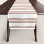 Classic Double Stripes Light Mocha Brown and White Vertical Stripe Pattern Table Runner Gallery Image 1