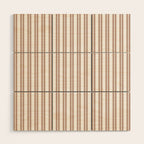 Classic Double Stripes Light Mocha Brown and White Vertical Stripe Pattern Wood Wall Art Gallery Image 1