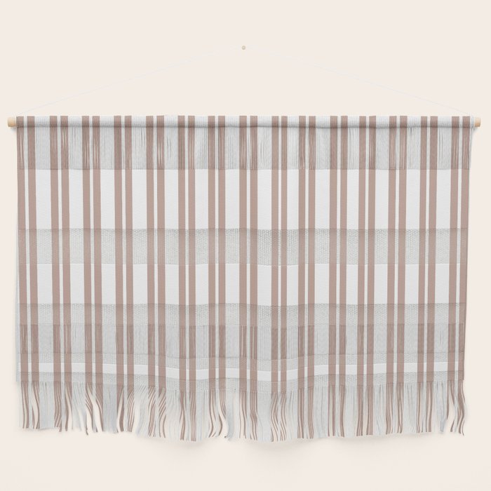 Classic Double Stripes Light Mocha Brown and White Vertical Stripe Pattern Wall Hanging Gallery Image 1
