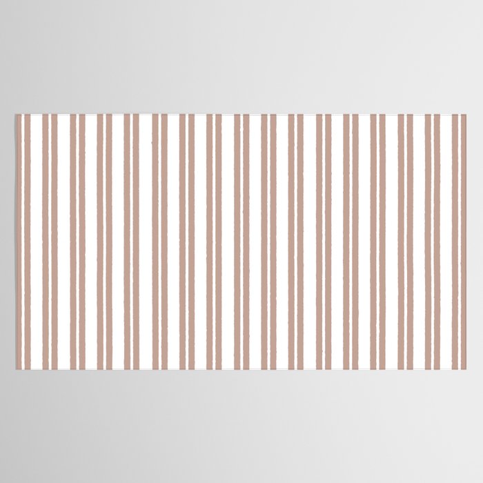 Classic Double Stripes Light Mocha Brown and White Vertical Stripe Pattern Tablecloth Gallery Image 2