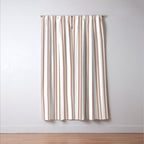 Classic Double Stripes Light Mocha Brown and White Vertical Stripe Pattern Window Curtain Gallery Image 3