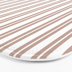 Classic Double Stripes Light Mocha Brown and White Vertical Stripe Pattern Bath Mat Gallery Image 3