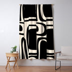 Palm Springs - Midcentury Modern Abstract Pattern in Black and Almond Cream  Window Curtain Gallery Image 5