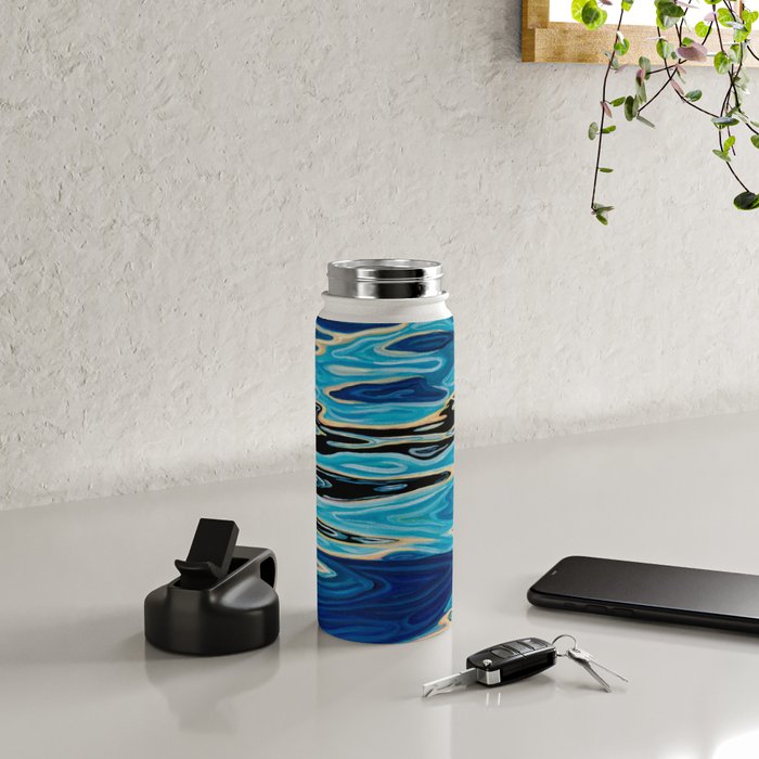 Abstract Water Ripples and Waves Water Bottle Gallery Image 4
