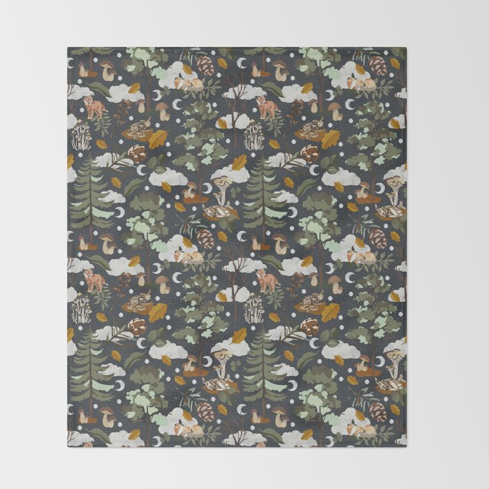 Baby animals in the dark forest DK Throw Blanket Gallery Image 2