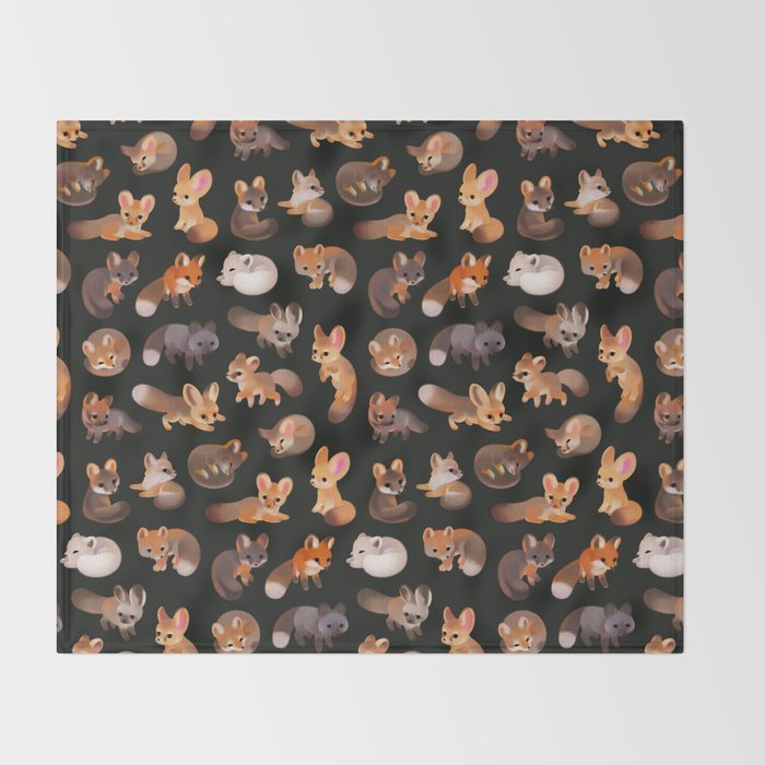 Foxes - dark Throw Blanket Gallery Image 2