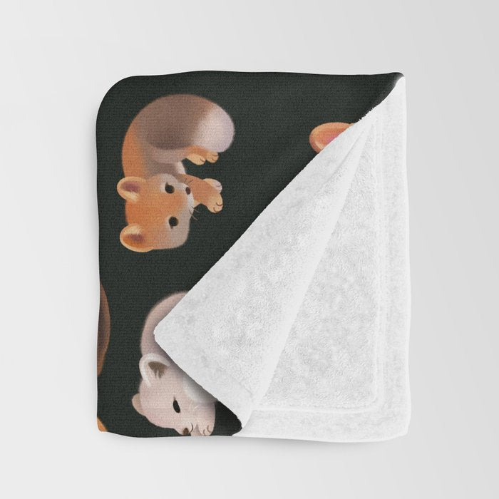 Foxes - dark Throw Blanket Gallery Image 3