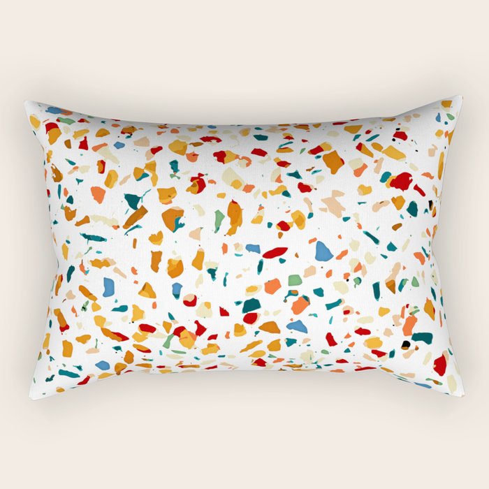 Tan Terrazzo | Eclectic Quirky Confetti Painting | Celebration Colorful Boho Happy Party Graphic  Rectangular Pillow Gallery Image 2