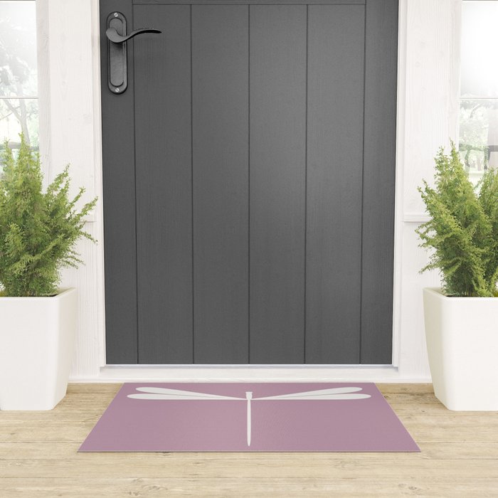Dragonfly Minimalism XVI Lavender Purple Welcome Mat Gallery Image 3