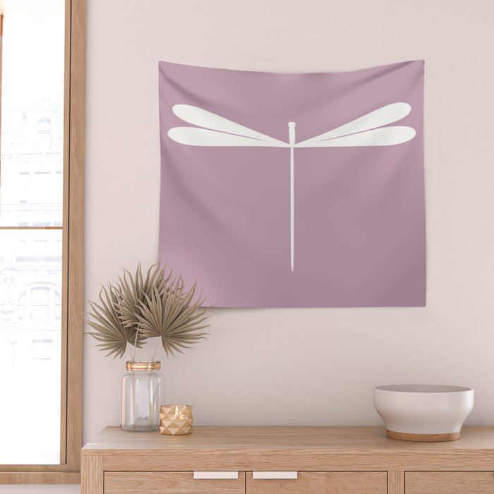 Dragonfly Minimalism XVI Lavender Purple Wall Tapestry Gallery Image 2