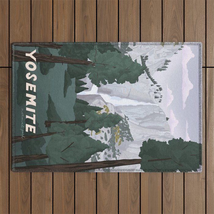 Yosemite National Park, Yosemite Falls, Waterfall, California Parks Outdoor Rug Gallery Image 1