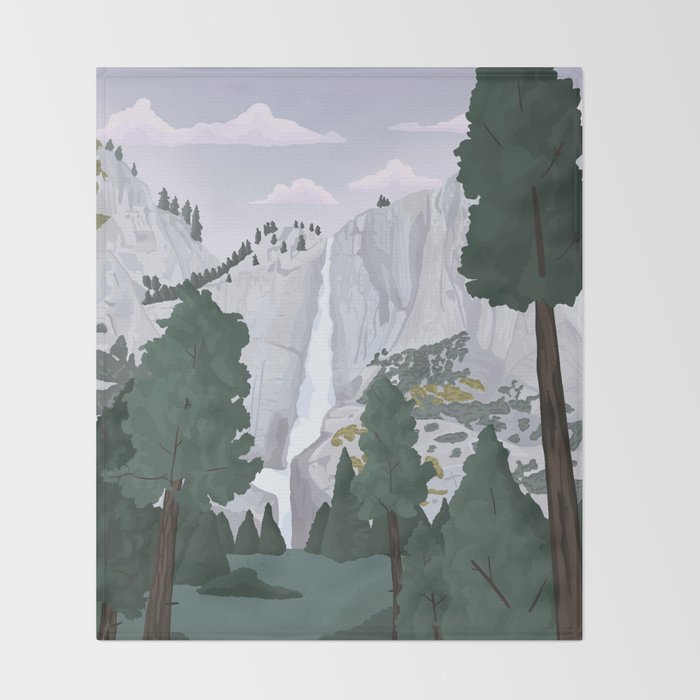Yosemite National Park, Yosemite Falls, Waterfall, California Parks Throw Blanket Gallery Image 2