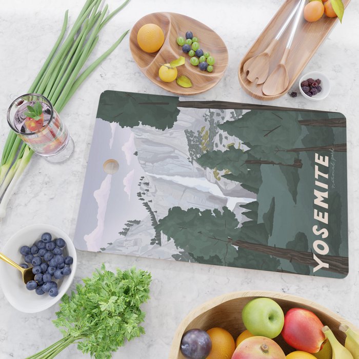 Yosemite National Park, Yosemite Falls, Waterfall, California Parks Cutting Board Gallery Image 2