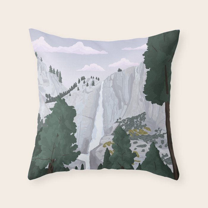 Yosemite National Park, Yosemite Falls, Waterfall, California Parks Throw Pillow Gallery Image 1
