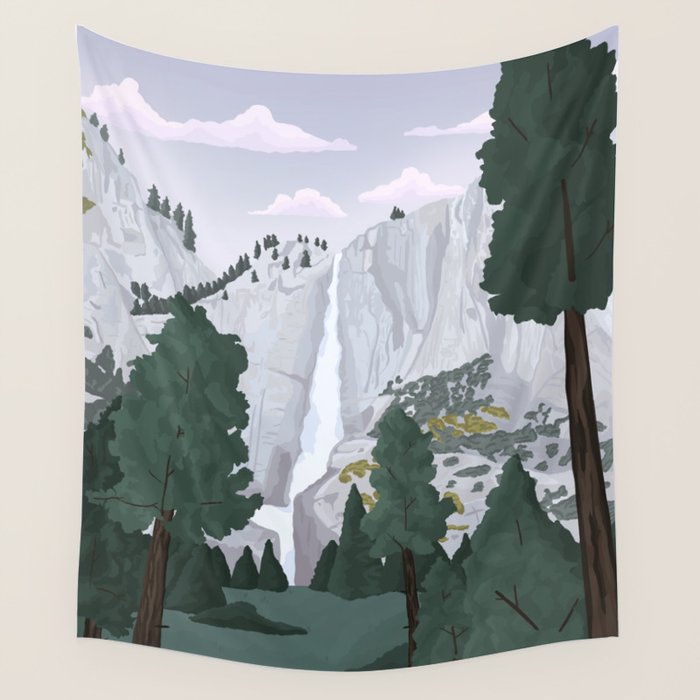 Yosemite National Park, Yosemite Falls, Waterfall, California Parks Wall Tapestry Gallery Image 4