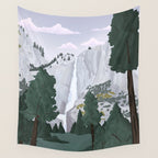 Yosemite National Park, Yosemite Falls, Waterfall, California Parks Wall Tapestry Gallery Image 4