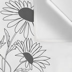 Minimal Line Art Girl with Sunflowers Wall Tapestry Gallery Image 3