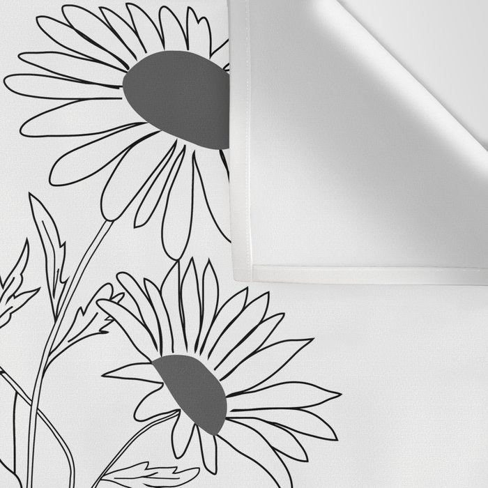 Minimal Line Art Girl with Sunflowers Wall Tapestry Gallery Image 3