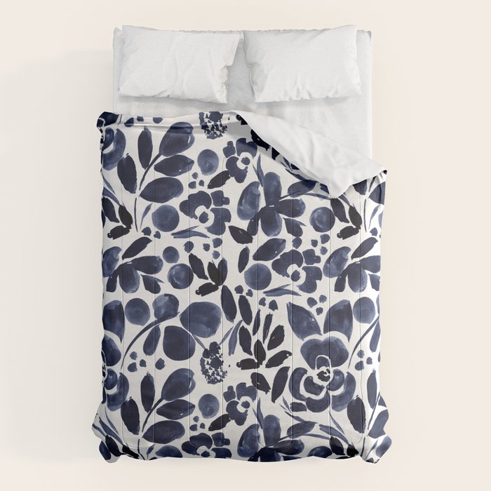 Navy Floral - medium Comforter Gallery Image 6