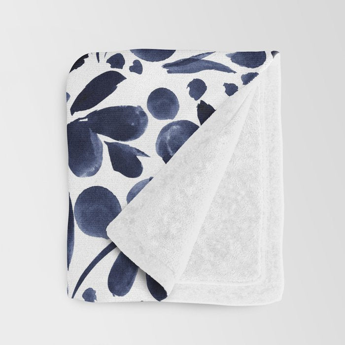 Navy Floral - medium Throw Blanket Gallery Image 3