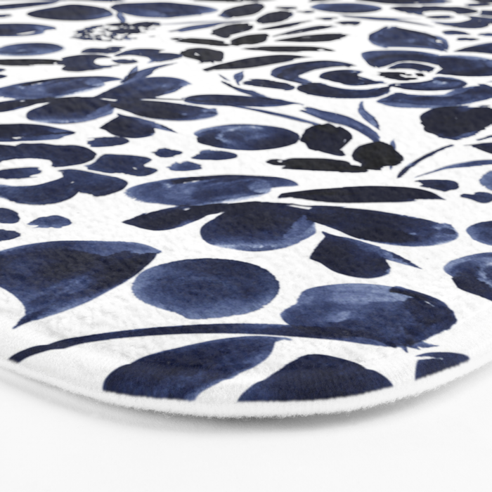 Navy Floral - medium Bath Mat Gallery Image 3