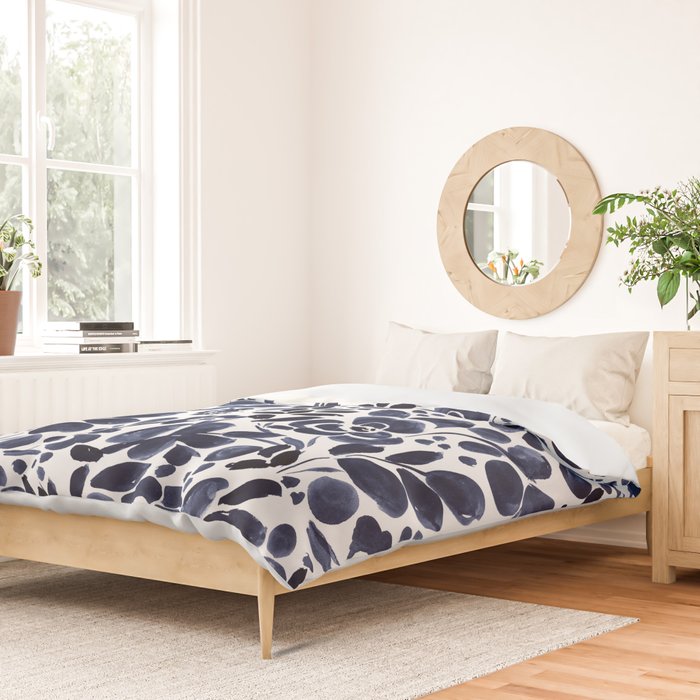 Navy Floral - medium Duvet Cover Gallery Image 2