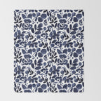 Navy Floral - medium Throw Blanket Gallery Image 2