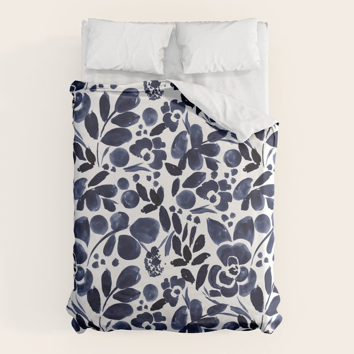 Navy Floral - medium Duvet Cover Gallery Image 6