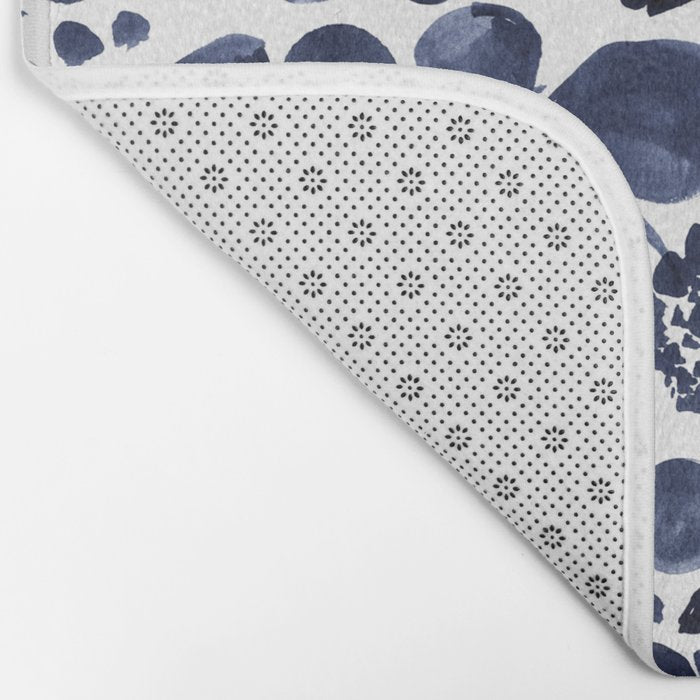 Navy Floral - medium Bath Mat Gallery Image 2