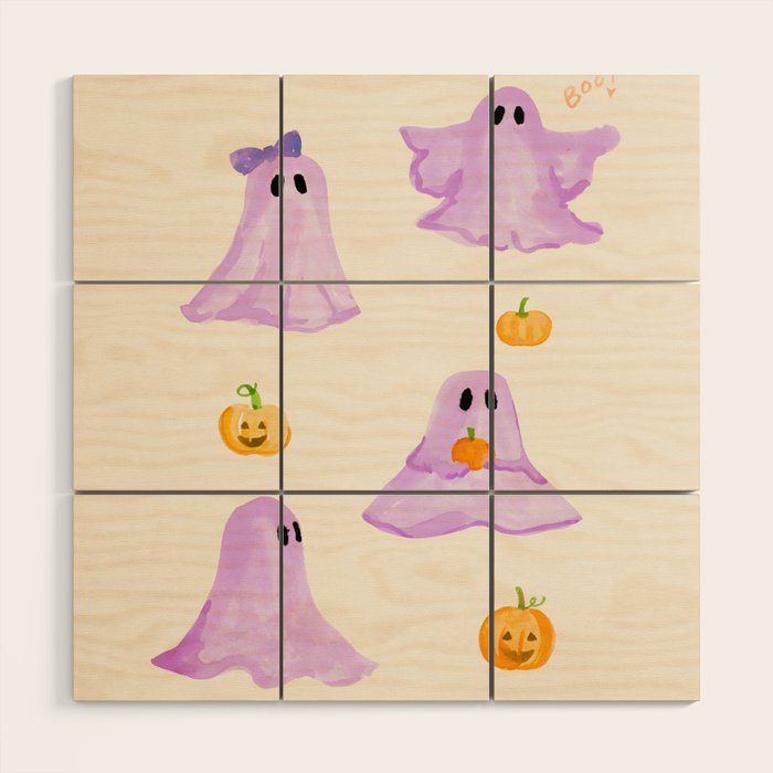 Purple Ghosts Wood Wall Art Gallery Image 1
