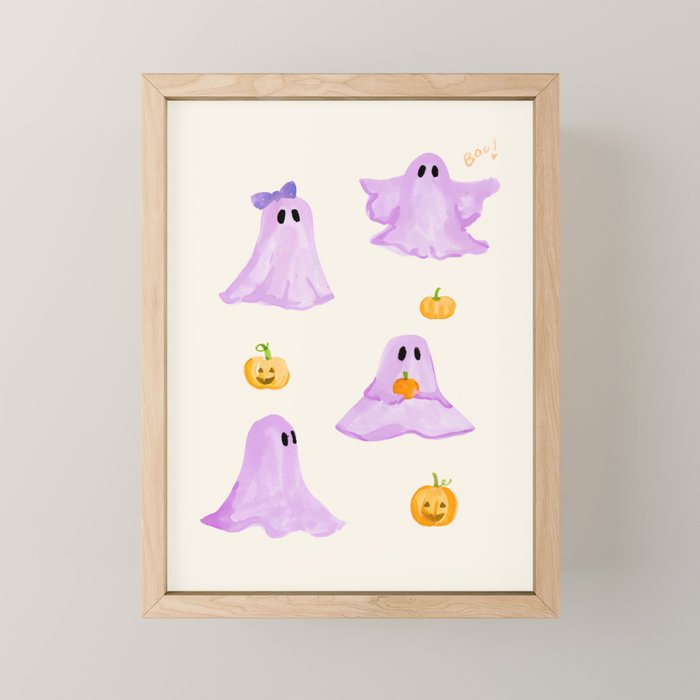 Purple Ghosts Mini Art Print Gallery Image 1