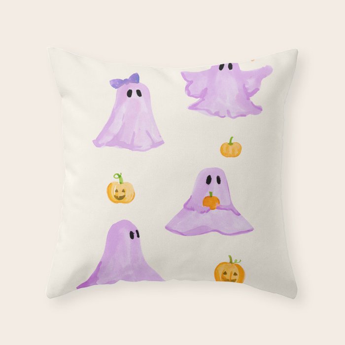 Purple Ghosts Throw Pillow Gallery Image 1