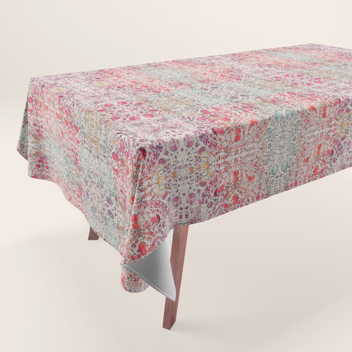 N258 - Vintage Glam Farmhouse Boho Traditional Floral Moroccan Style Tablecloth Gallery Image 1