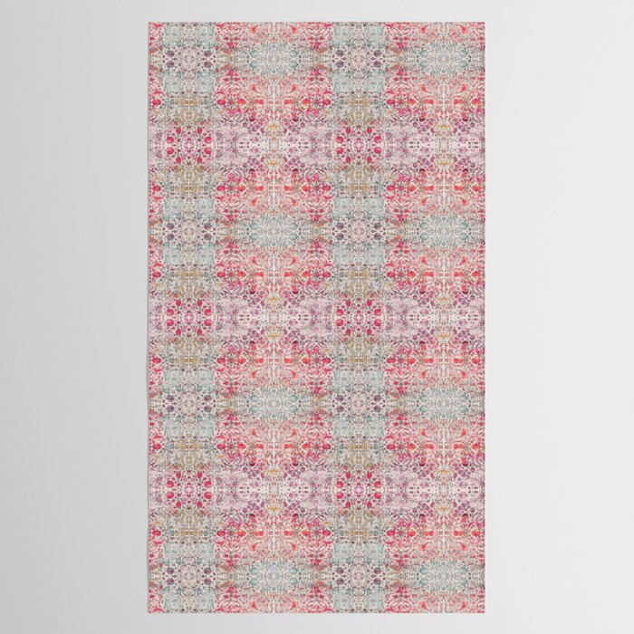 N258 - Vintage Glam Farmhouse Boho Traditional Floral Moroccan Style Tablecloth Gallery Image 2
