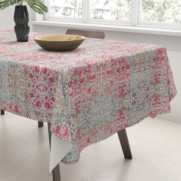 N258 - Vintage Glam Farmhouse Boho Traditional Floral Moroccan Style Tablecloth Gallery Image 3