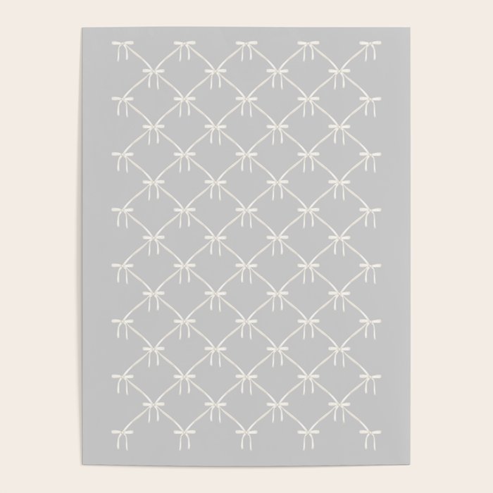 Bows & Ribbons Pattern LX Light Grey Poster Gallery Image 4